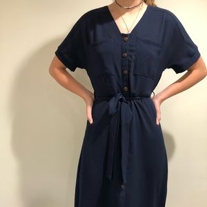 Navy Button-down Dress